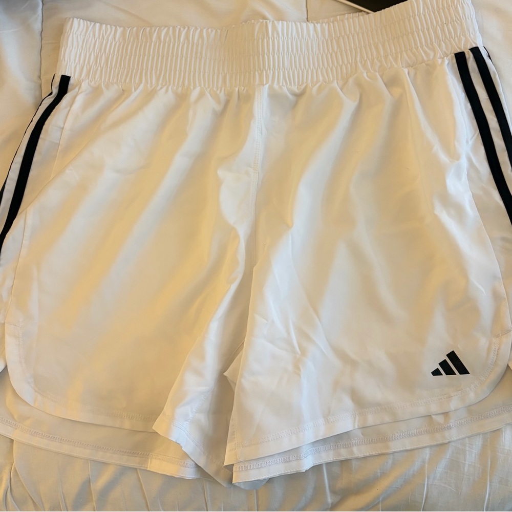 Adidas Women's White and Black Athletic Shorts